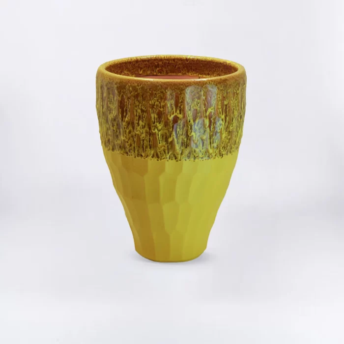 YELLOW BROWN MARTELER CONICAL POT – Image 1