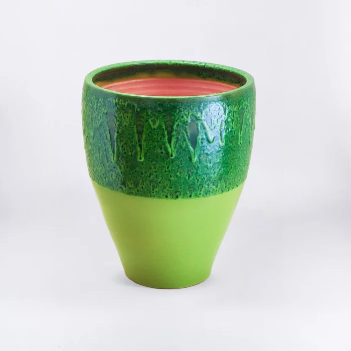 DOUBLE GREEN SIMPLE CONICAL POT – Image 1