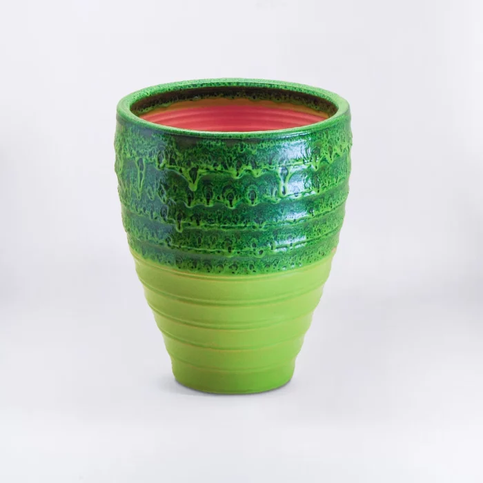 DOUBLE GREEN STRIPED CONICAL POT – Image 1