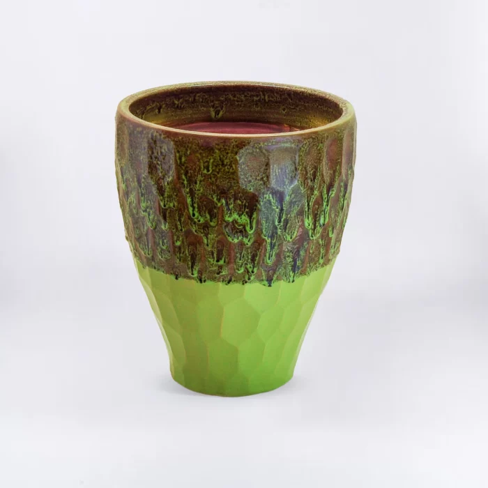 GREEN BROWN MARTELER CONICAL POT – Image 1