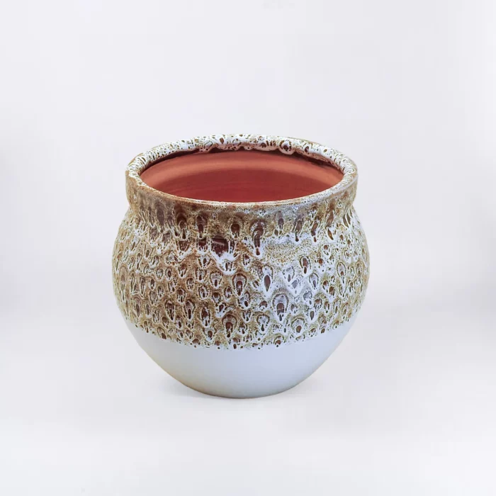 WHITE BROWN BOMBINA POT – Image 1