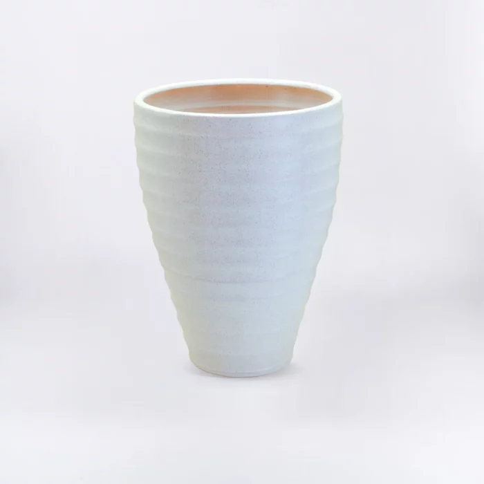 WHITE STRIPED CONICAL POT – Image 1
