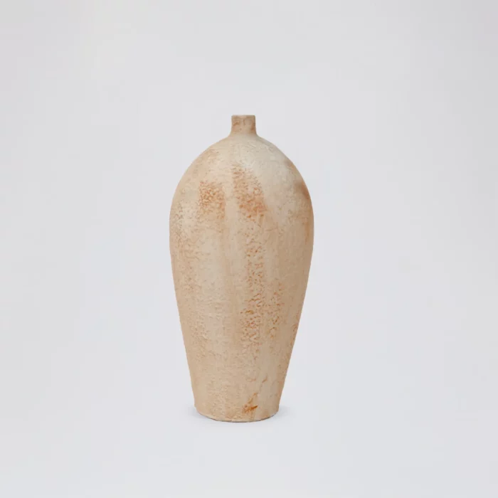 Elongated Ceramic Vase Natural Sand Finish – Image 1
