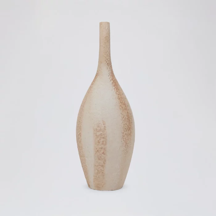 Modern Fechka Vase with  Elongated Neck Natural Sand Finish – Image 1