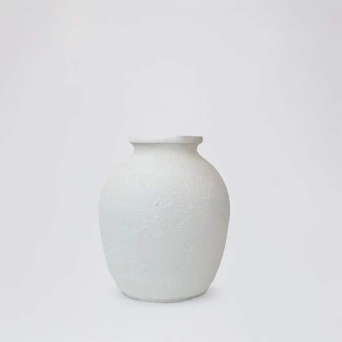 Mediterranean White Ceramic Vase – Textured Finish – Image 1