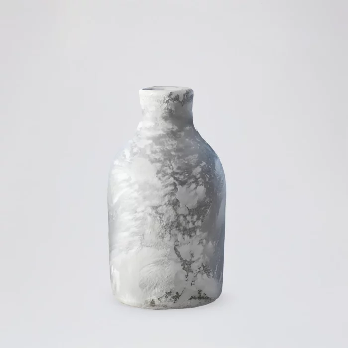 Tall Bottle-Shaped Ceramic Vase Marbled Grey and White Finish – Image 1