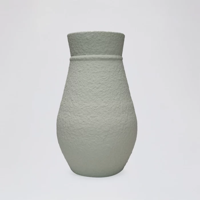 Tall Handcrafted Ceramic Vase Soft Pebble Texture in Light Grey – Image 1