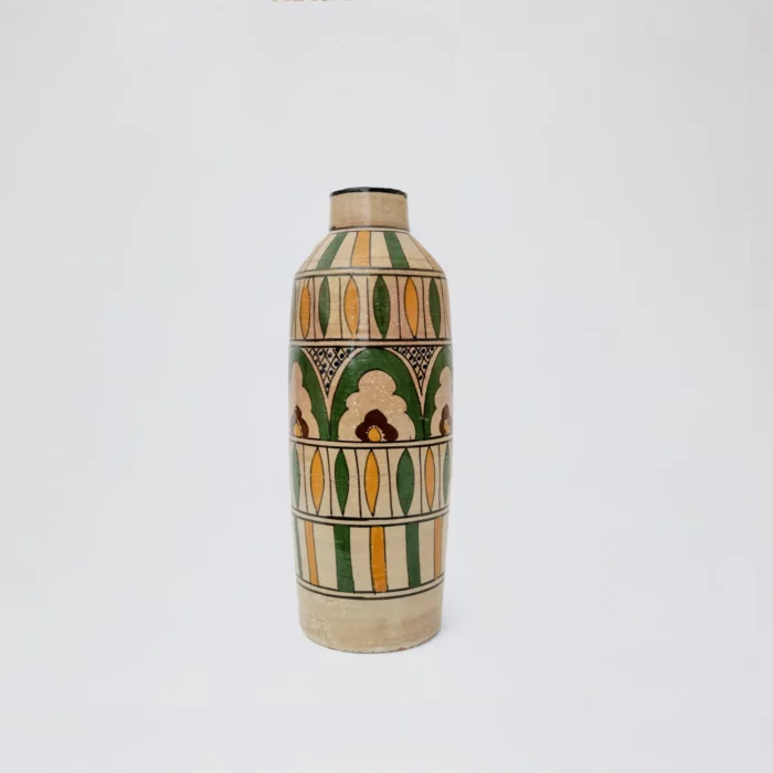 Tall Hand-Painted Ceramic Vase  Moorish Geometric & Floral Motifs – Image 1